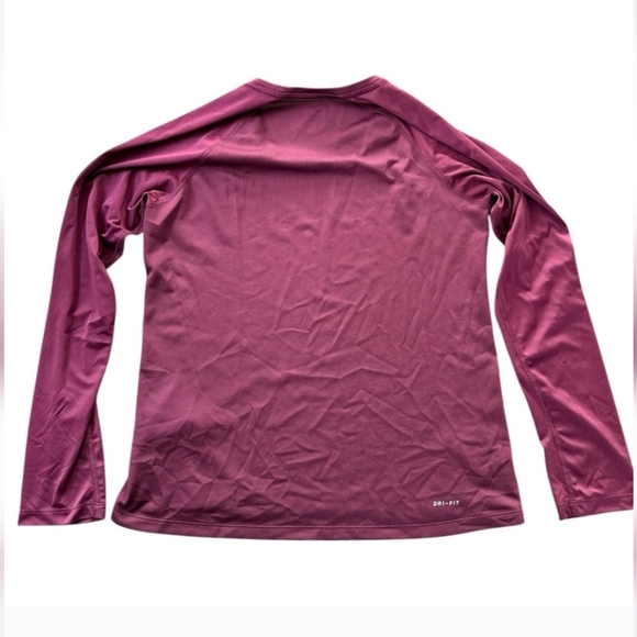 Nike Dri-FIT Burgundy Long Sleeve Athletic Running Top - Picture 2 of 10